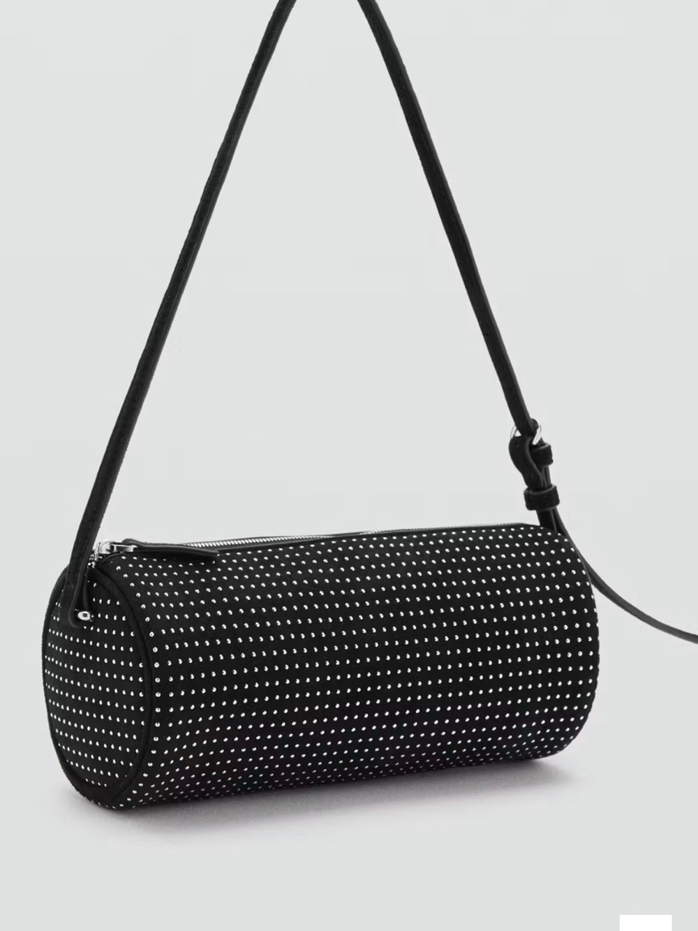 Mango Black Studded Cylinder Shoulder Bag